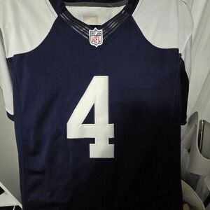 Dak Prescott Woman NFL Blue and White Jersey with Number 4